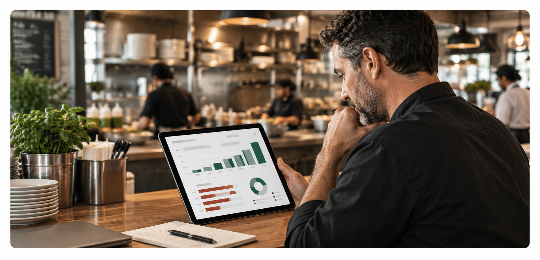Restaurant Owner Reviewing Analytics