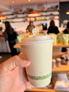 Chai in a takeaway cup at Elaichi Co. in SoMa, San Francisco